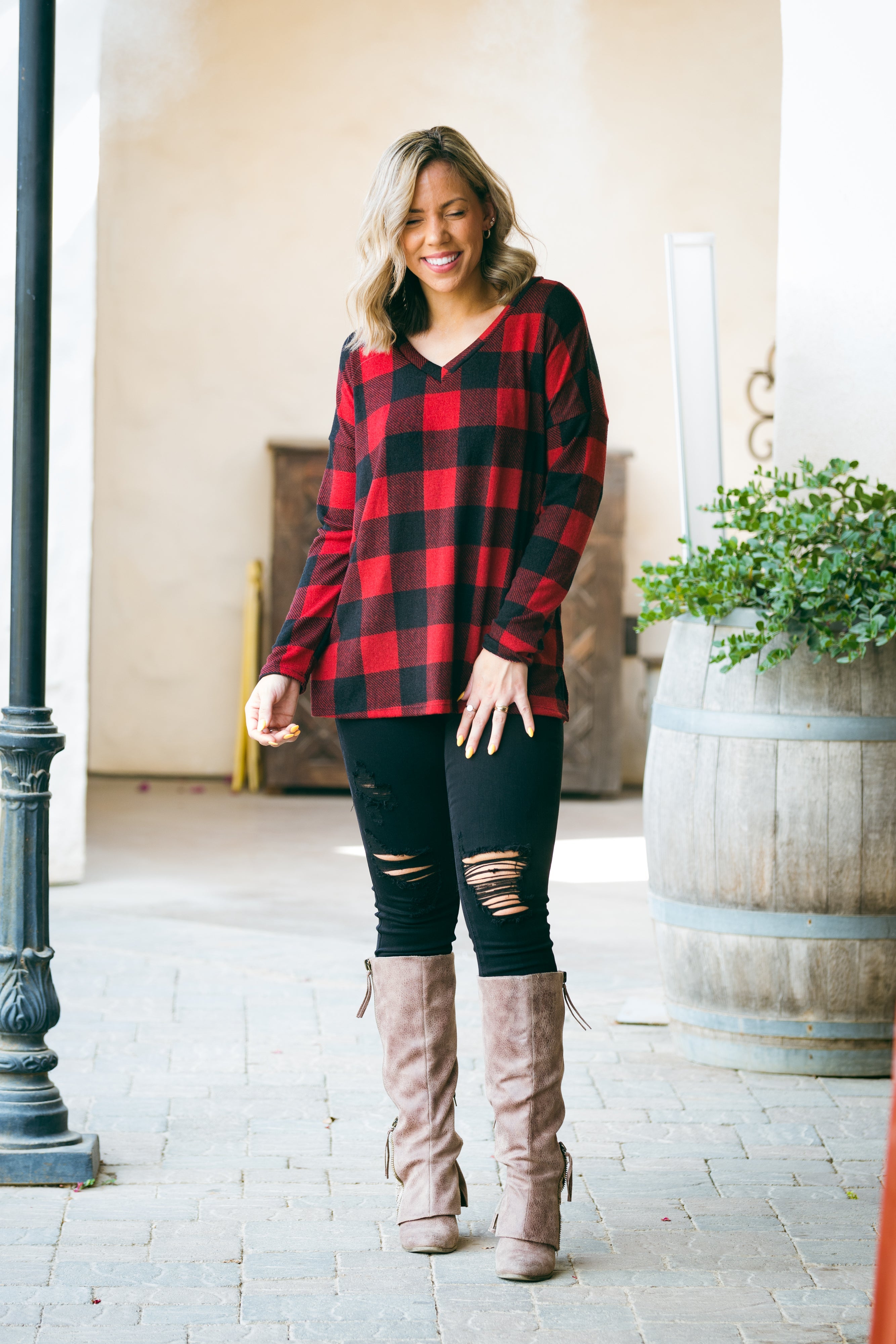 Mad About Plaid Pullover - Red