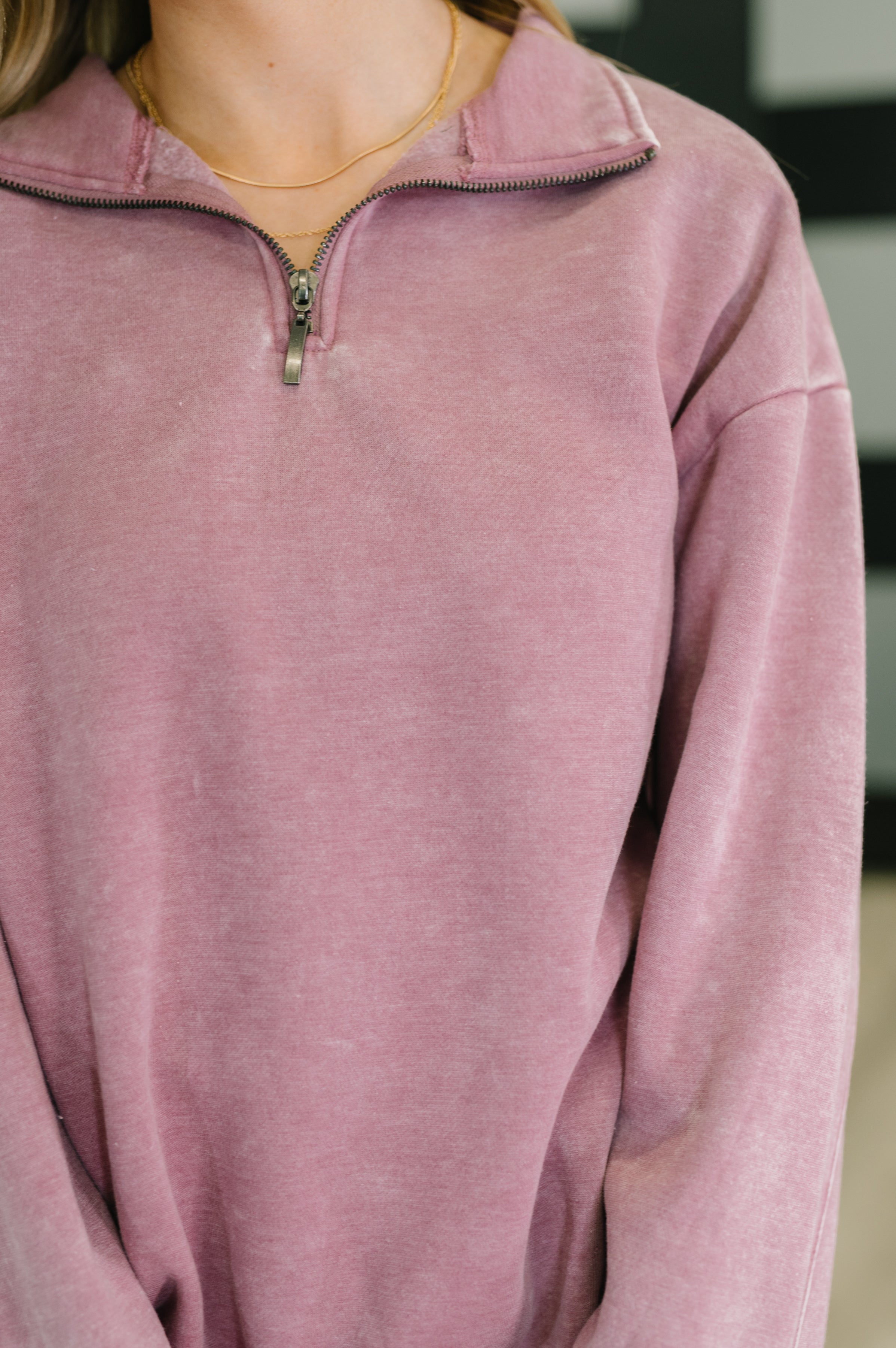 You Should Know Half Zip Pullover in Light Rose
