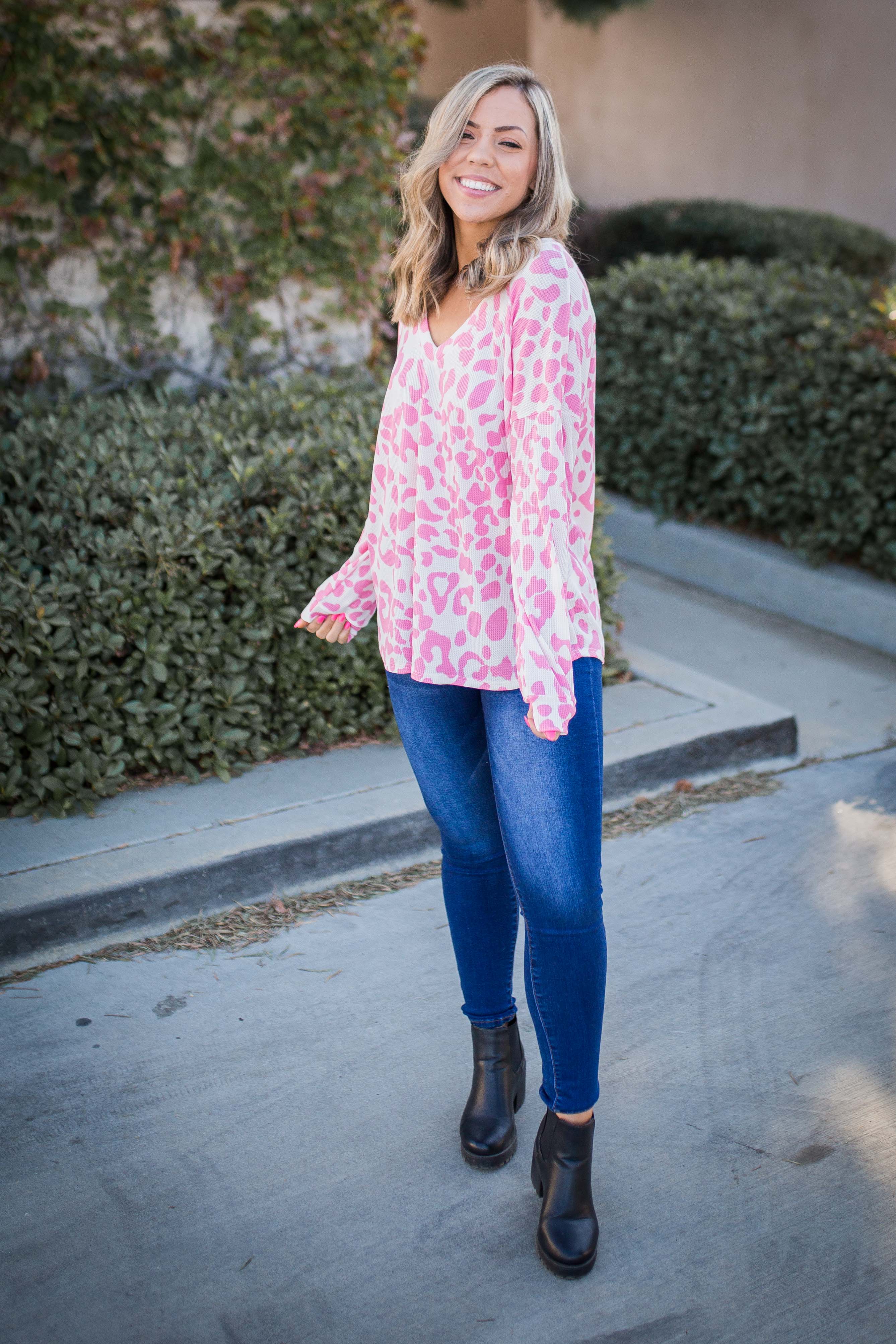 Pretty In Pink Waffle Knit Top