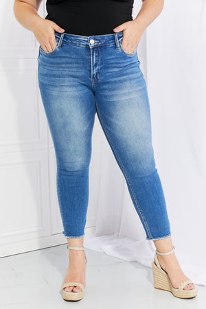 VERVET Never Too Late Full Size Raw Hem Cropped Jeans