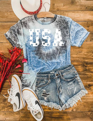 USA Tie Dye Burn Out Graphic Tee